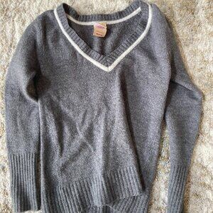 Grey and white stripe faded glory sweater
